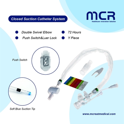 Good price Disposable Closed Suction Catheter Single Lumen 72H Double Swivel Elbow & Push Switch online