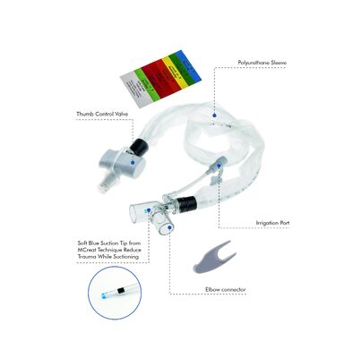 Closed Suction System Tracheostomy Tube Single Lumen Auto-Flushing 72H